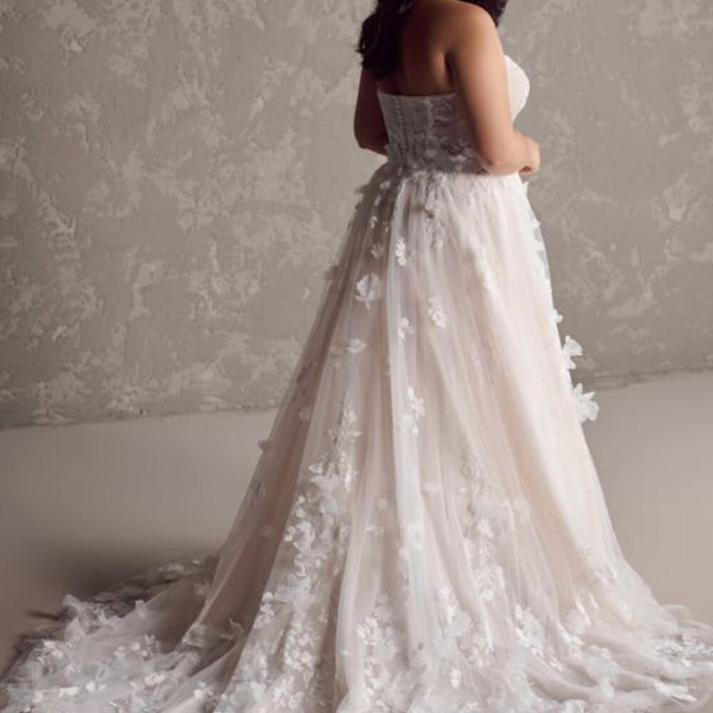 Maggie Sottero - Laila A-Line Strapless 3D Floral Wedding Gown - Picture 6 of 6